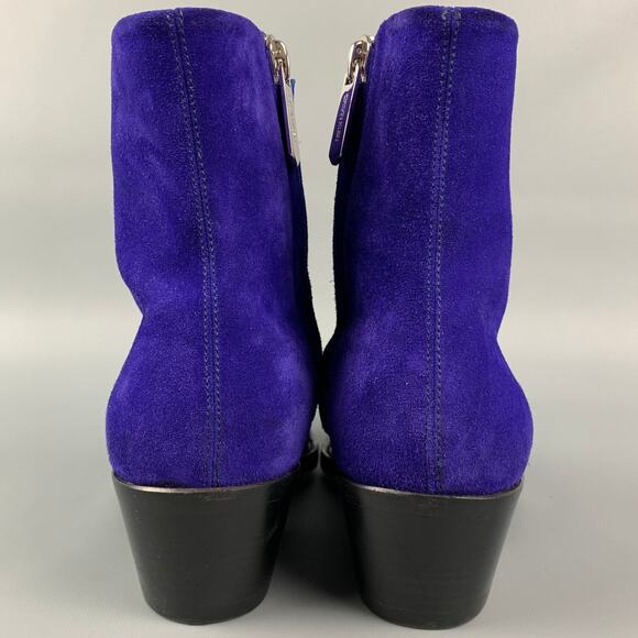 CALVIN KLEIN 205W39NYC Size 6.5 Purple Leather Ankle Boots - Picture 5 of 7